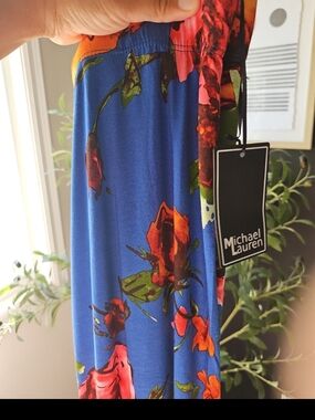 Michael Lauren Royal Blue Derby Wide Leg Pant Floral